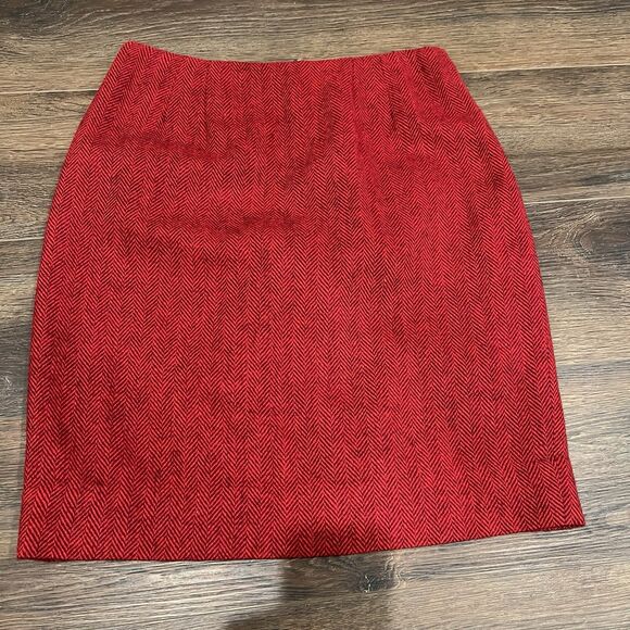 Linda Allard Ellen Tracy 100% Wool Herringbone Pencil Skirt Women’s - Picture 1 of 10